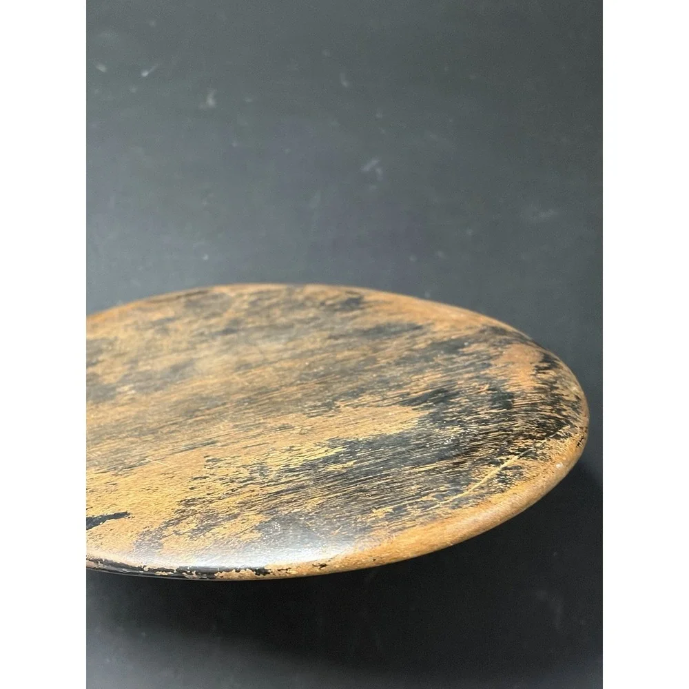 Vintage Hand Held Wooden Oval  Beveled Rustic Primitive Vanity Mirror